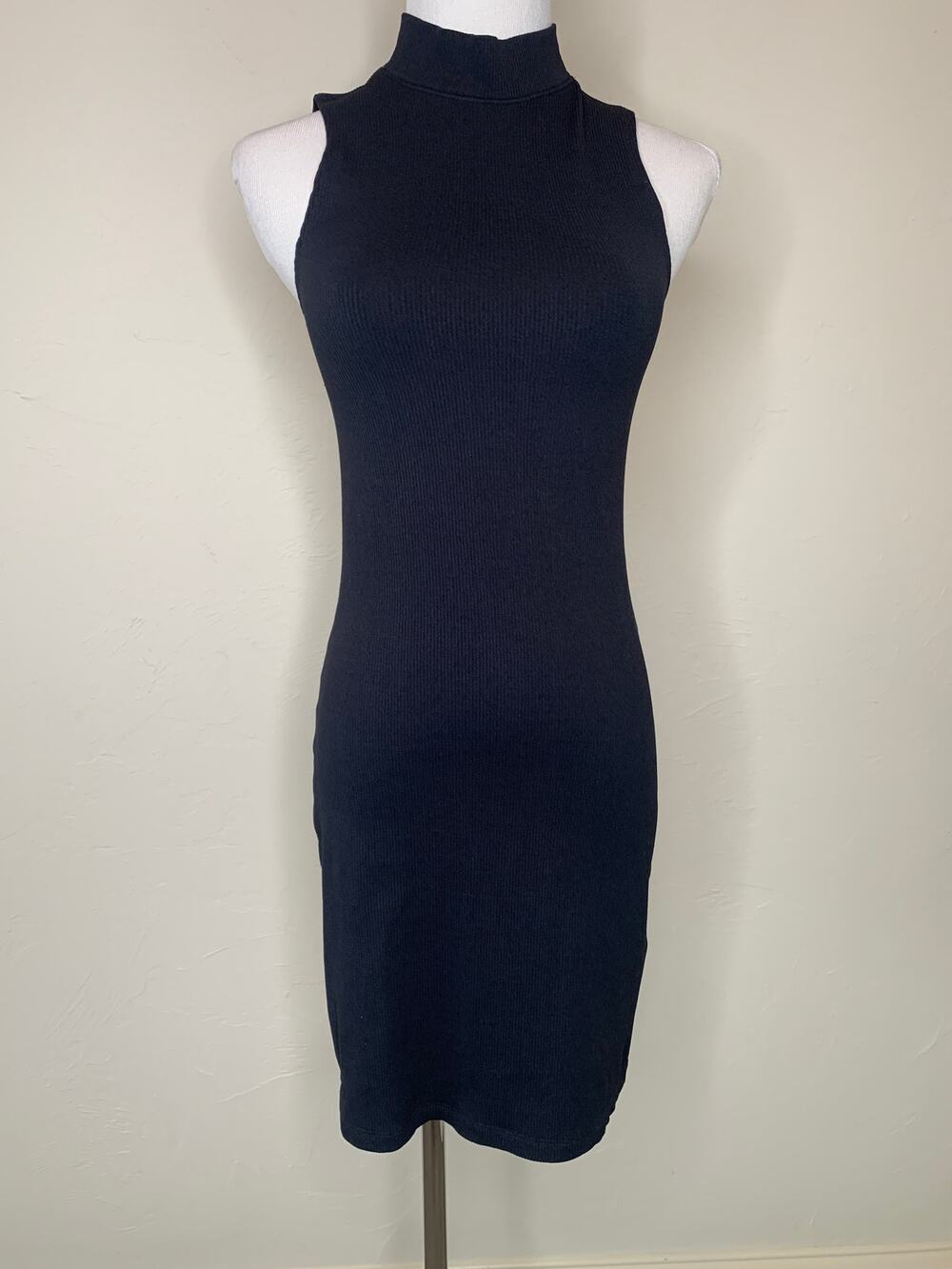 Abercrombie & Fitch Black Ribbed Body Con Dress Sz Small